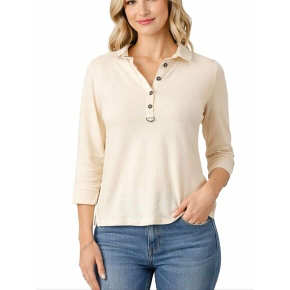 Lauren Ralph Lauren Tops - Lauren Ralph Lauren ivory collared polo shirt size m petite